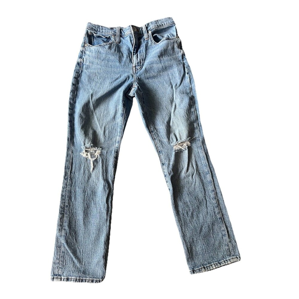 Madewell The High Rise Slim Boyjean Distressed Light Wash Size 26